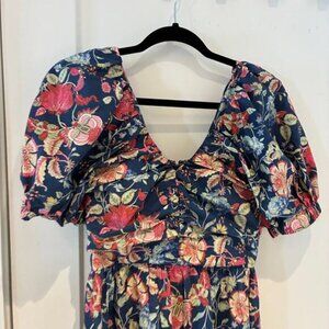 Gilner Farrar Floral Puff Sleeve Mini Dress XS